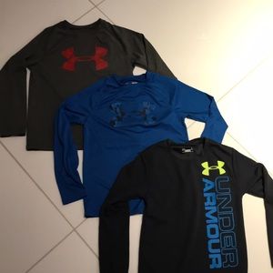 Three Under Armour Boys Shirts - Small